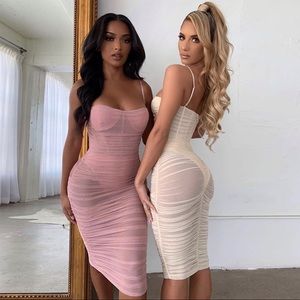 Oh Polly Unapologetic Blush Pink Sheer Dress